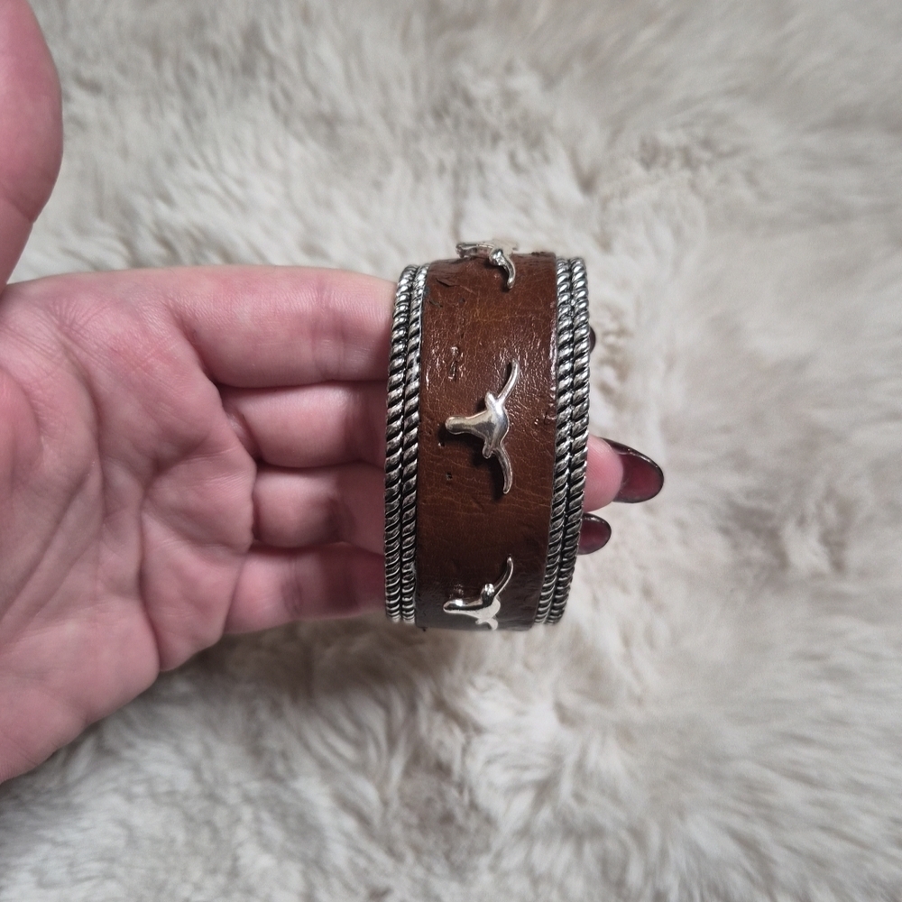 Brown Leather Bracelet with Silver Accents - Picture 8 of 12